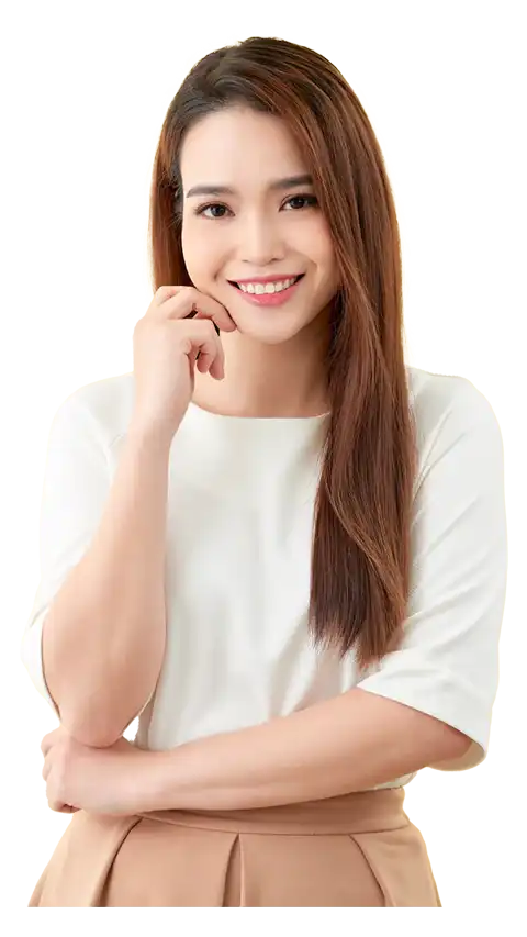 A woman with a bright smile showing off her healthy teeth.